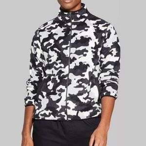 Men's Black Camo Full-Zip Microfleece Jacket M NWT